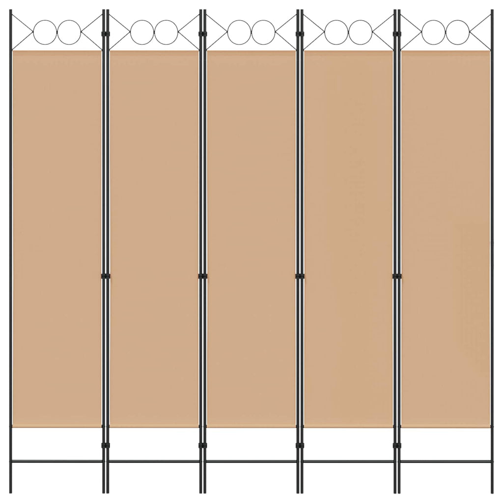 vidaXL 5-panelowy parawan Beżowy 200 x 200 cm tkanina