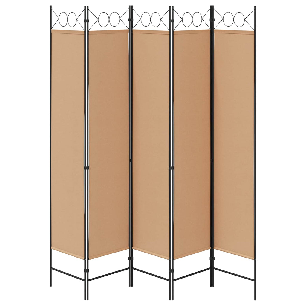 vidaXL 5-panelowy parawan Beżowy 200 x 200 cm tkanina