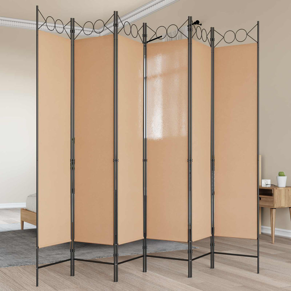 vidaXL Ekspresowy 6-panelowy parawan Beżowy 240 x 200 cm tkanina