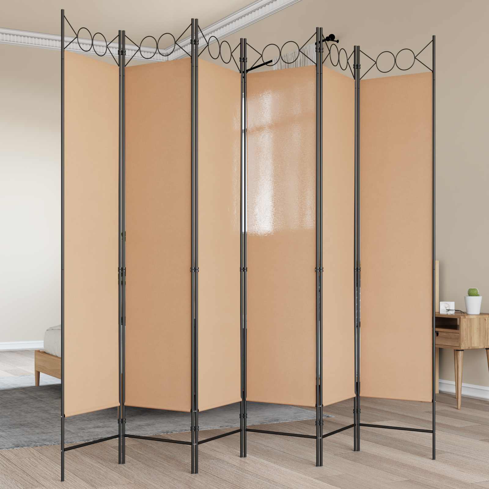 vidaXL Ekspresowy 6-panelowy parawan Beżowy 240 x 200 cm tkanina