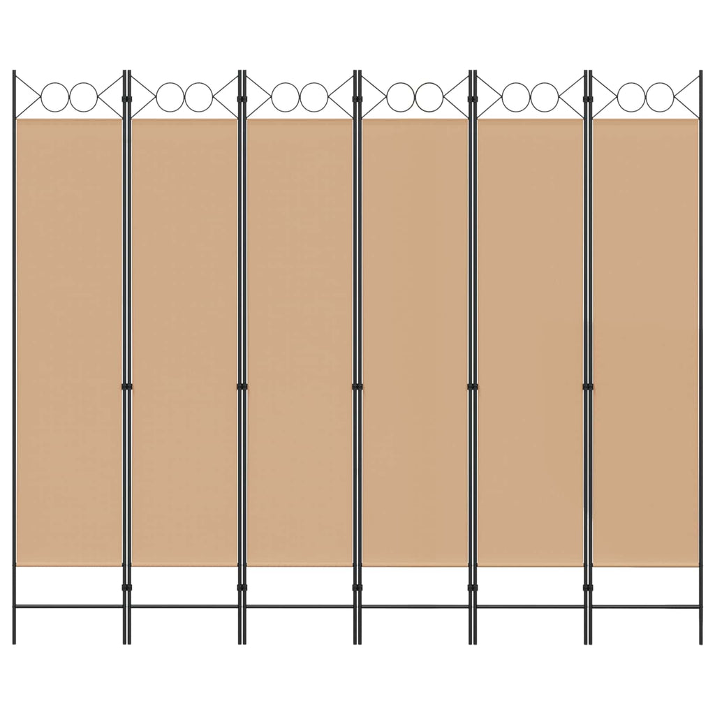 vidaXL Ekspresowy 6-panelowy parawan Beżowy 240 x 200 cm tkanina