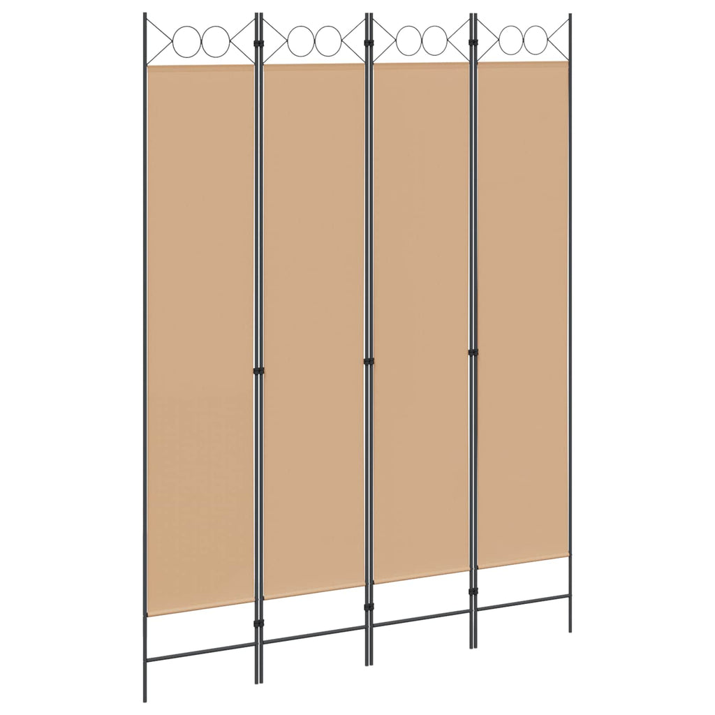 vidaXL 4-panelowy parawan Beżowy 160 x 220 cm tkanina