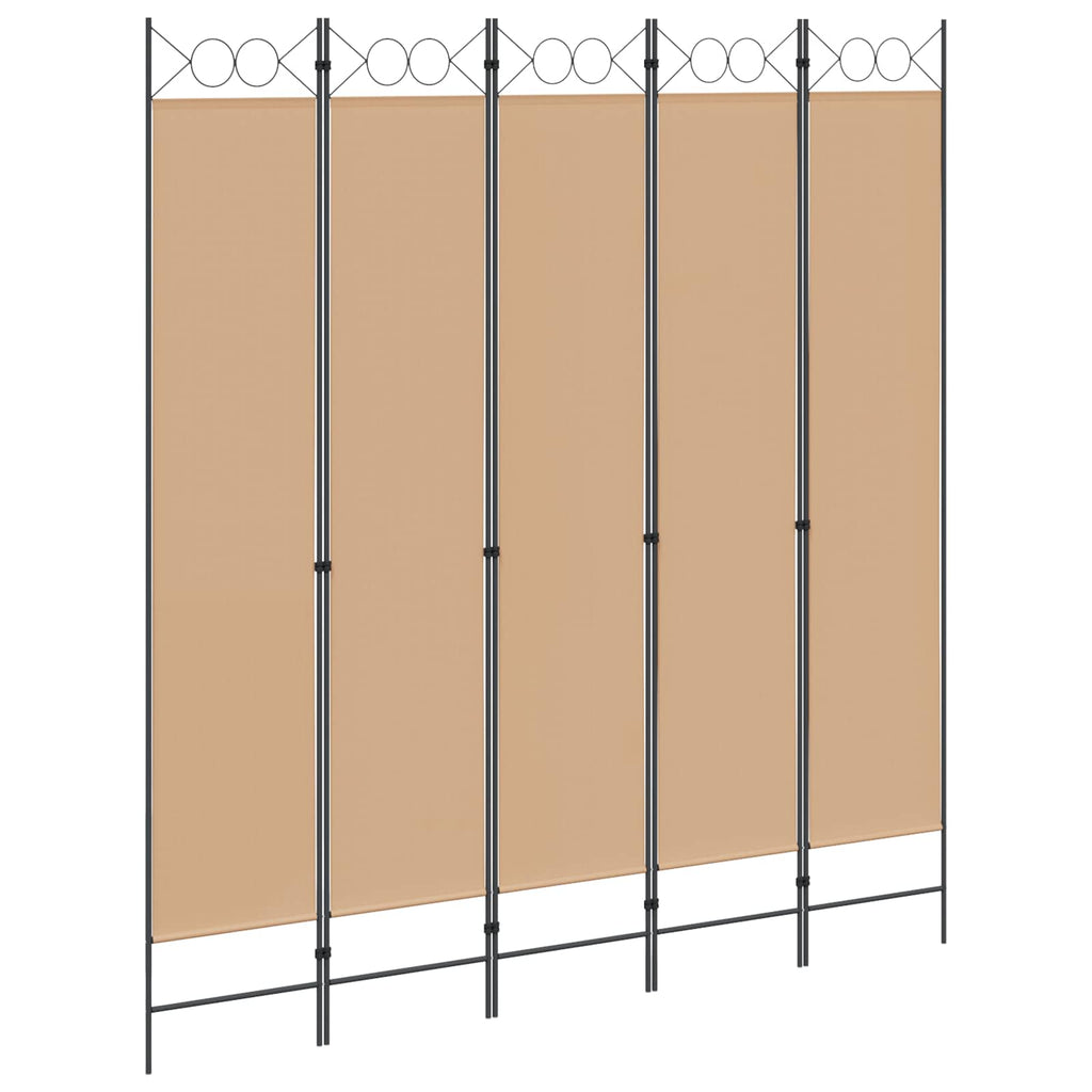 vidaXL 5-panelowy parawan Beżowy 200 x 220 cm tkanina