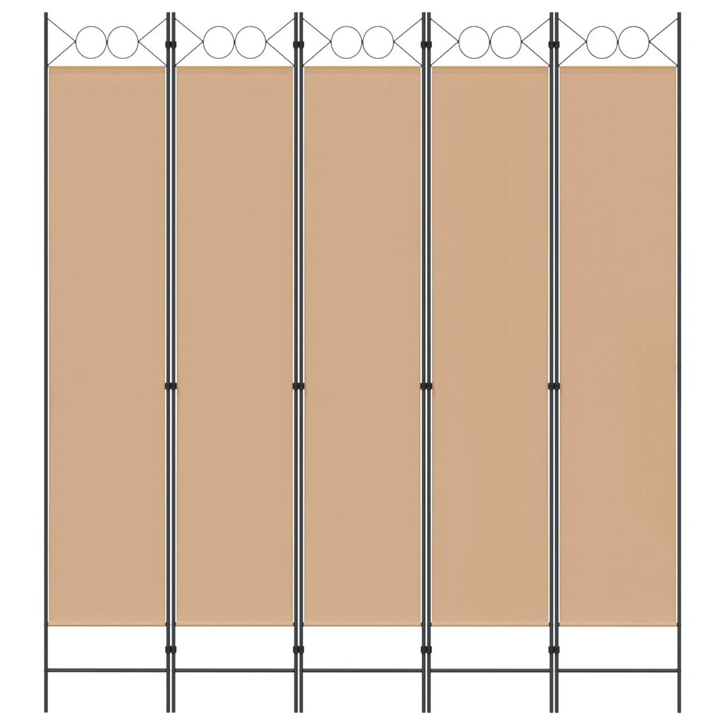 vidaXL 5-panelowy parawan Beżowy 200 x 220 cm tkanina