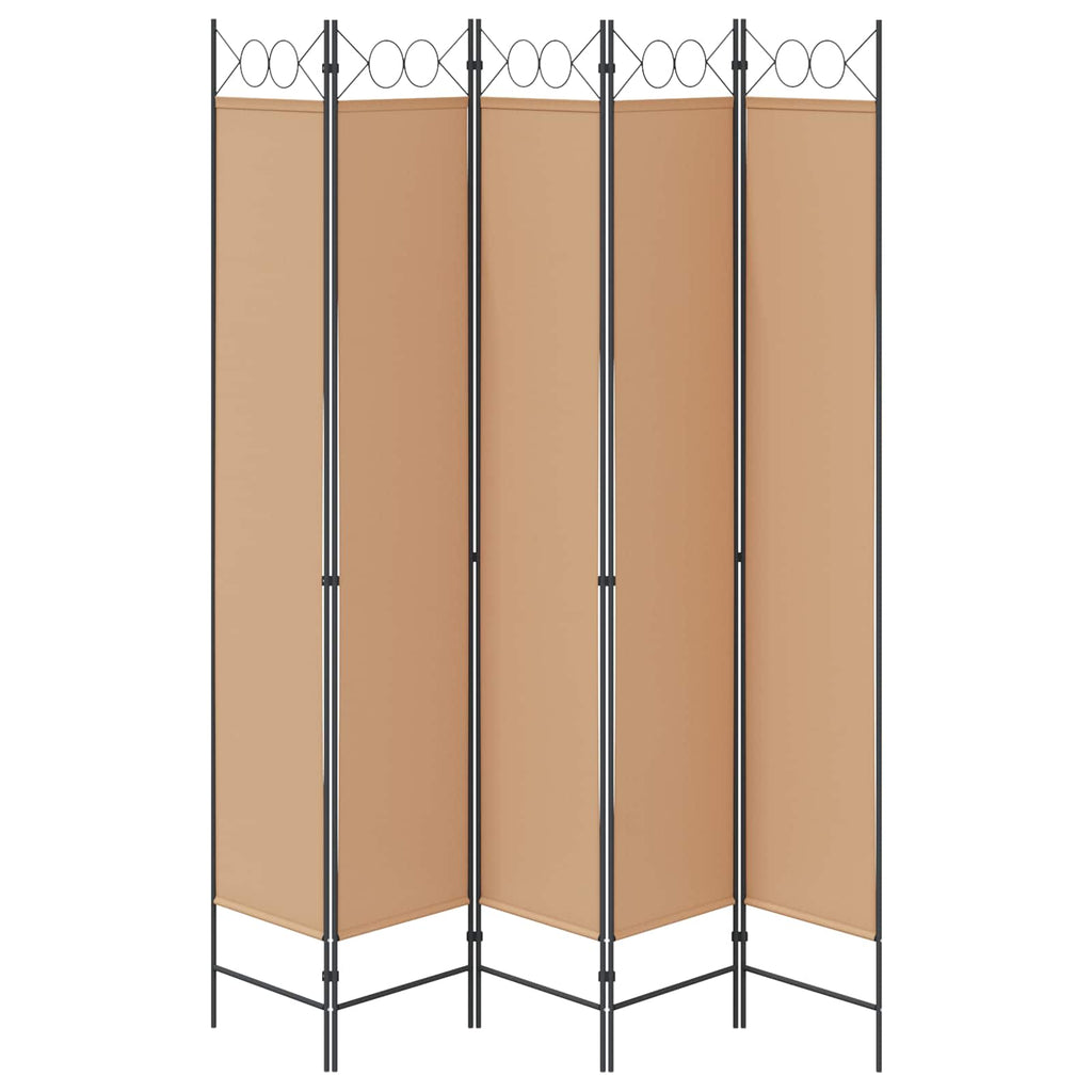 vidaXL 5-panelowy parawan Beżowy 200 x 220 cm tkanina