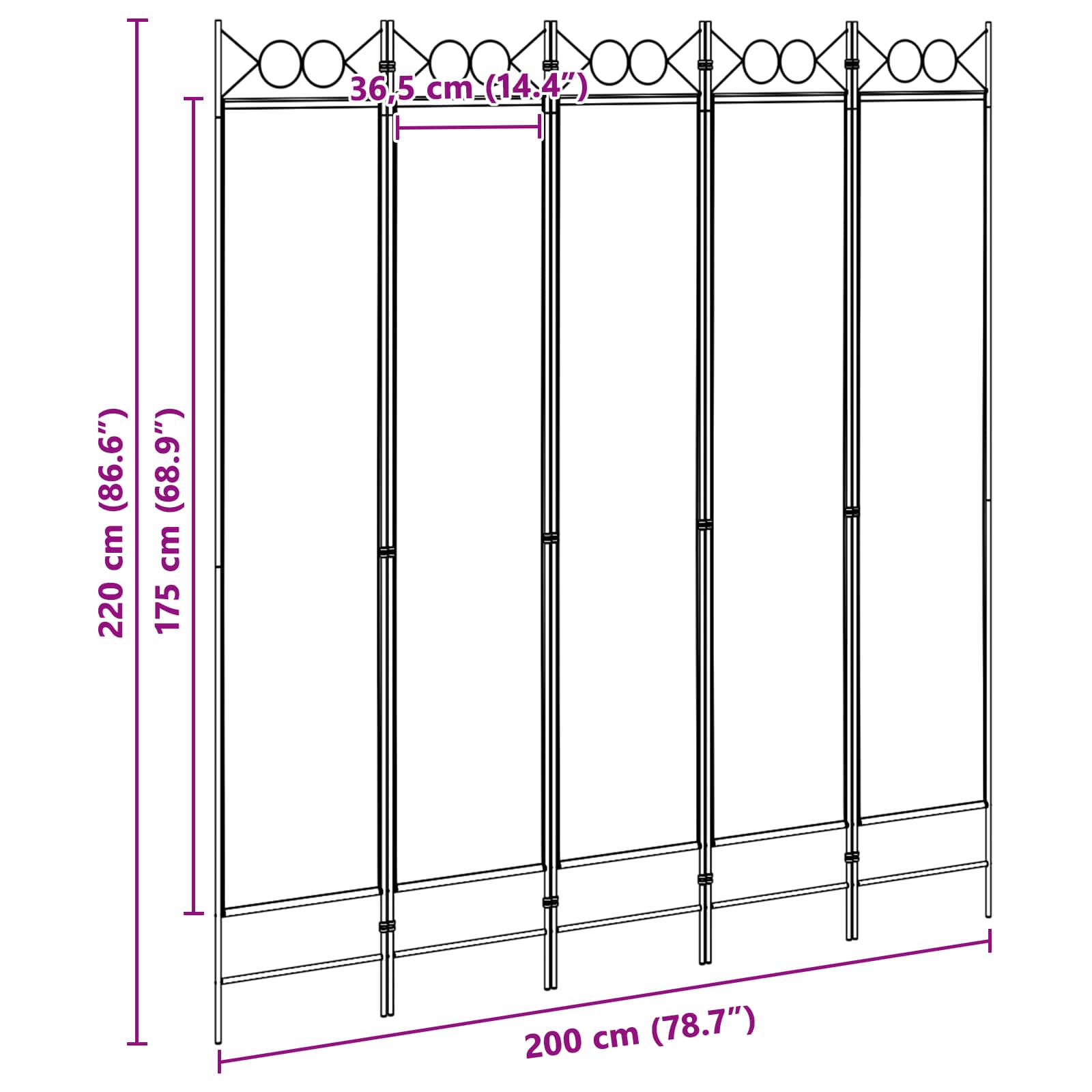 vidaXL 5-panelowy parawan Beżowy 200 x 220 cm tkanina