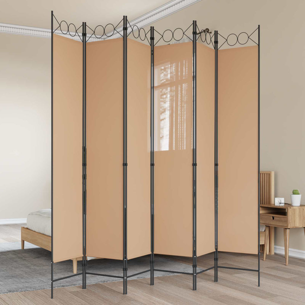 vidaXL Ekspresowy 6-panelowy parawan Beżowy 240 x 220 cm tkanina