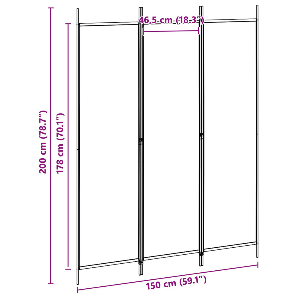 vidaXL 3-panelowy parawan Beżowy 150 x 200 cm tkanina
