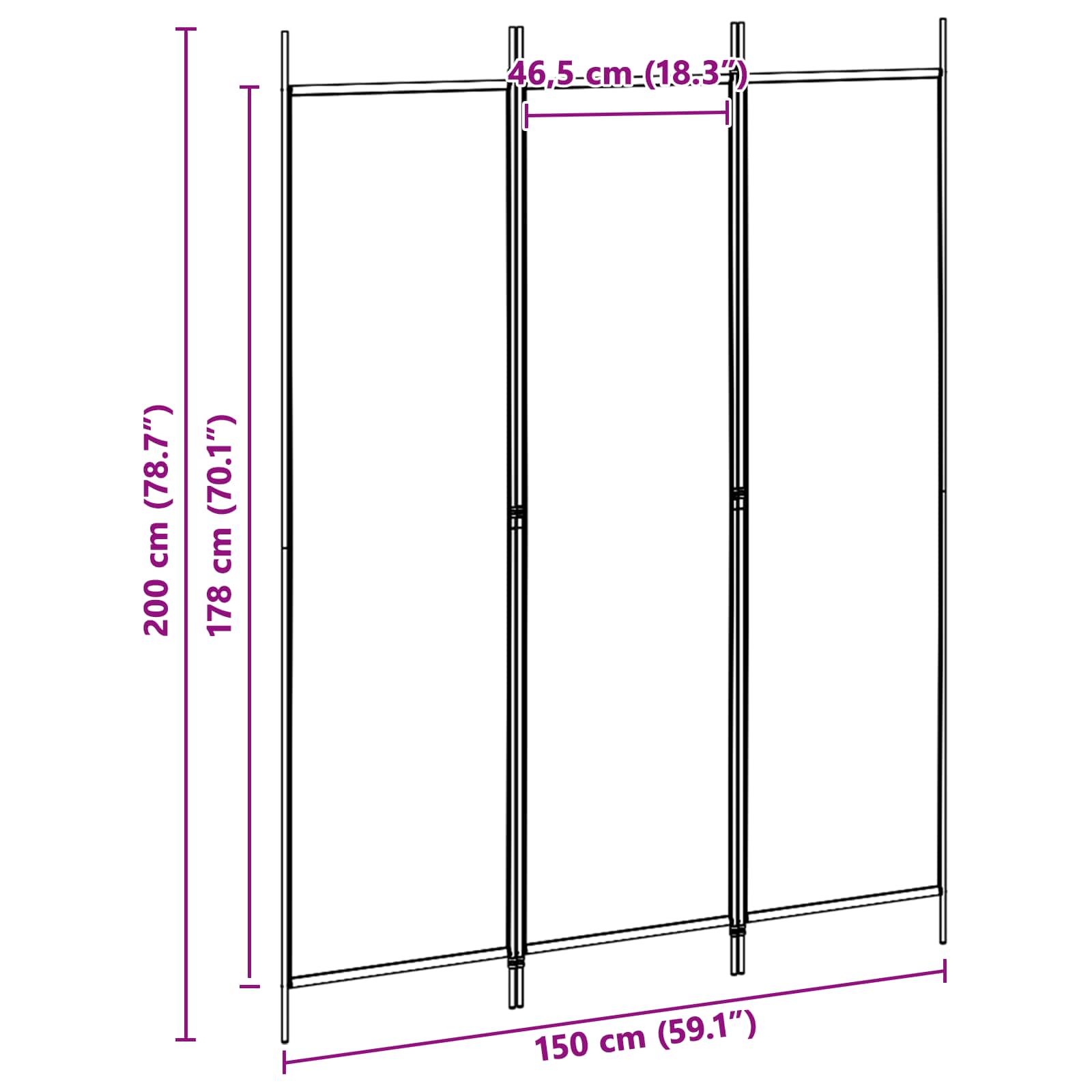 vidaXL 3-panelowy parawan Beżowy 150 x 200 cm tkanina