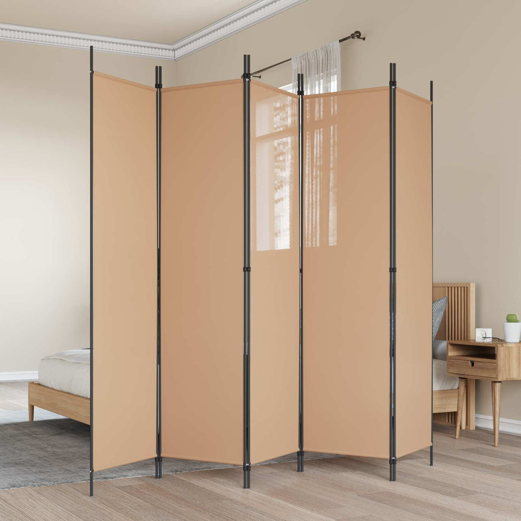 vidaXL 5-panelowy parawan Beżowy 250 x 200 cm tkanina
