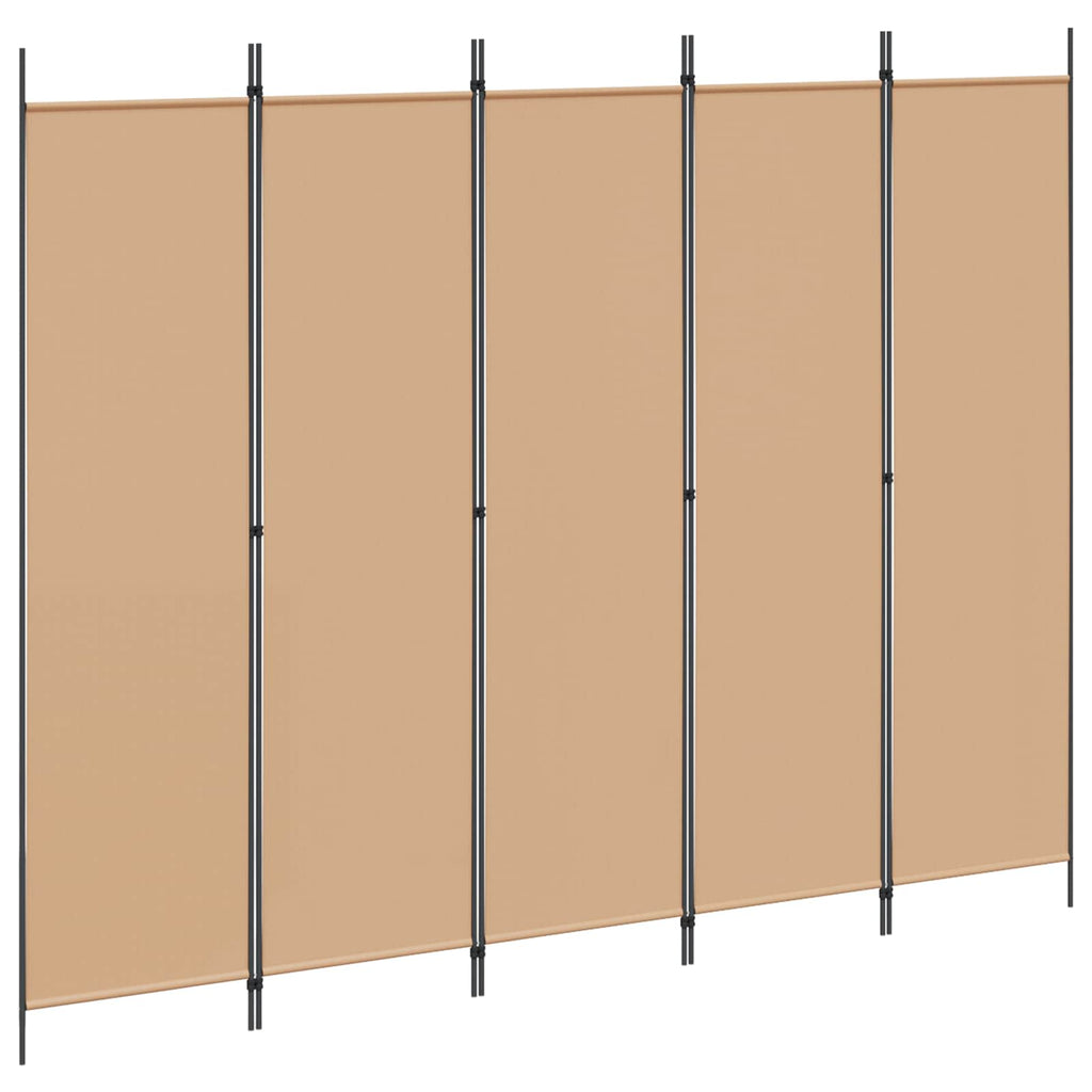 vidaXL 5-panelowy parawan Beżowy 250 x 200 cm tkanina