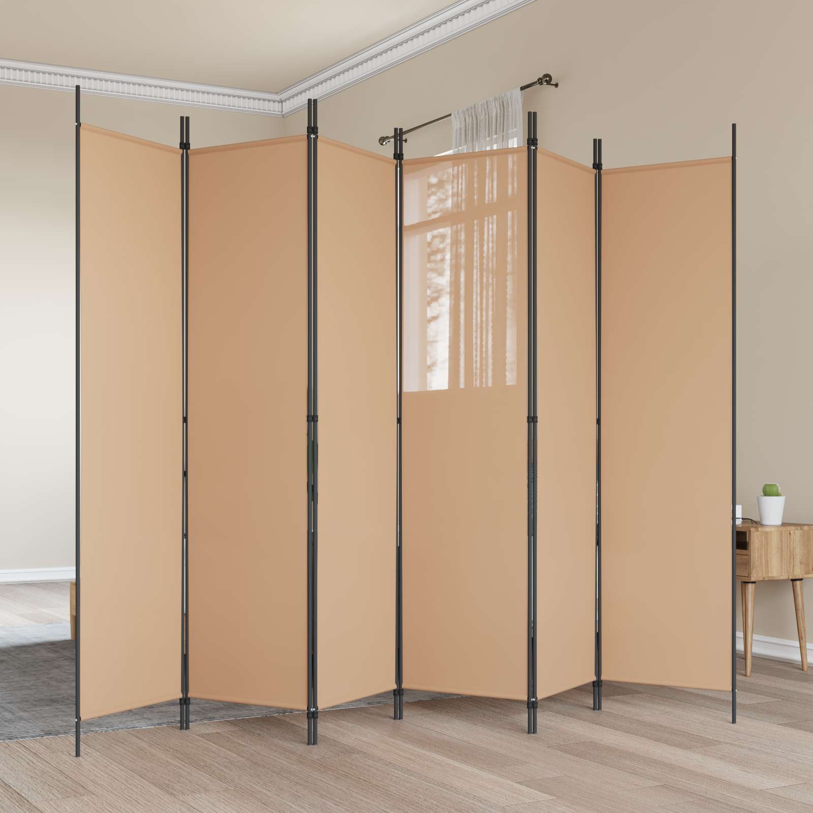 vidaXL Ekspresowy 6-panelowy parawan Beżowy 300 x 200 cm tkanina
