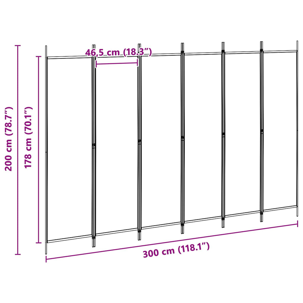 vidaXL Ekspresowy 6-panelowy parawan Beżowy 300 x 200 cm tkanina
