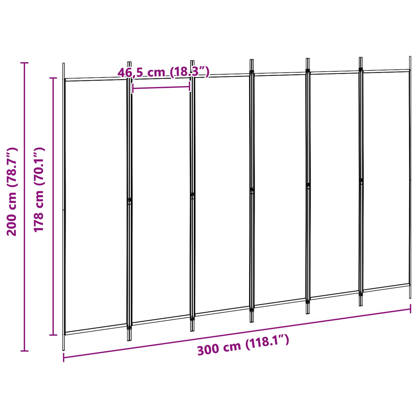 vidaXL Ekspresowy 6-panelowy parawan Beżowy 300 x 200 cm tkanina