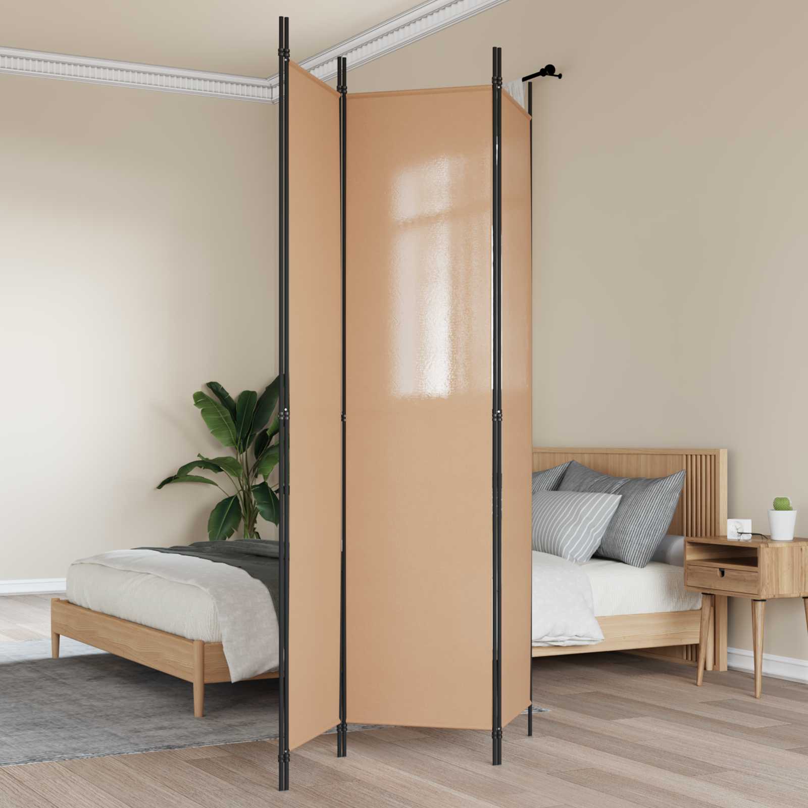 vidaXL 3-panelowy parawan Beżowy 150 x 220 cm tkanina
