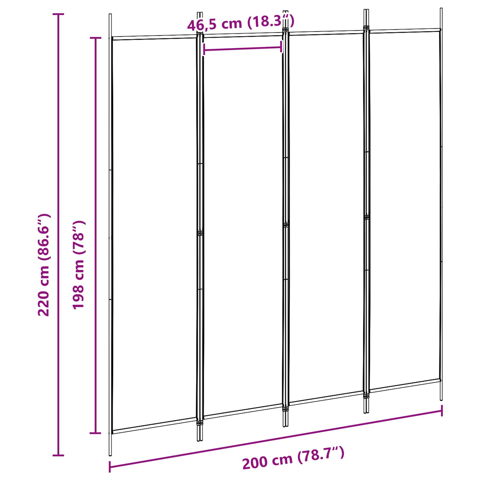 vidaXL 4-panelowy parawan Beżowy 200 x 220 cm tkanina