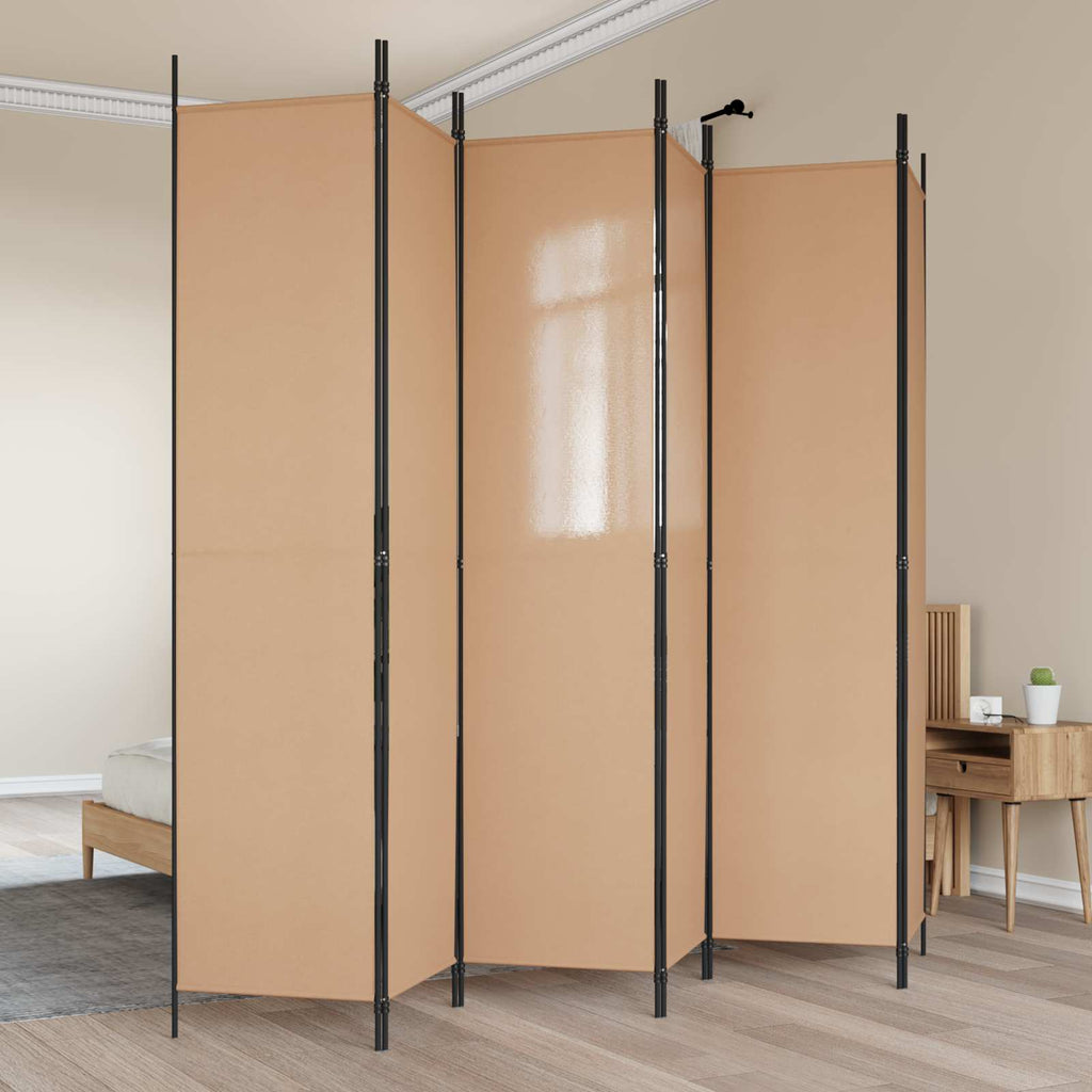 vidaXL Ekspresowy 6-panelowy parawan Beżowy 300 x 220 cm tkanina
