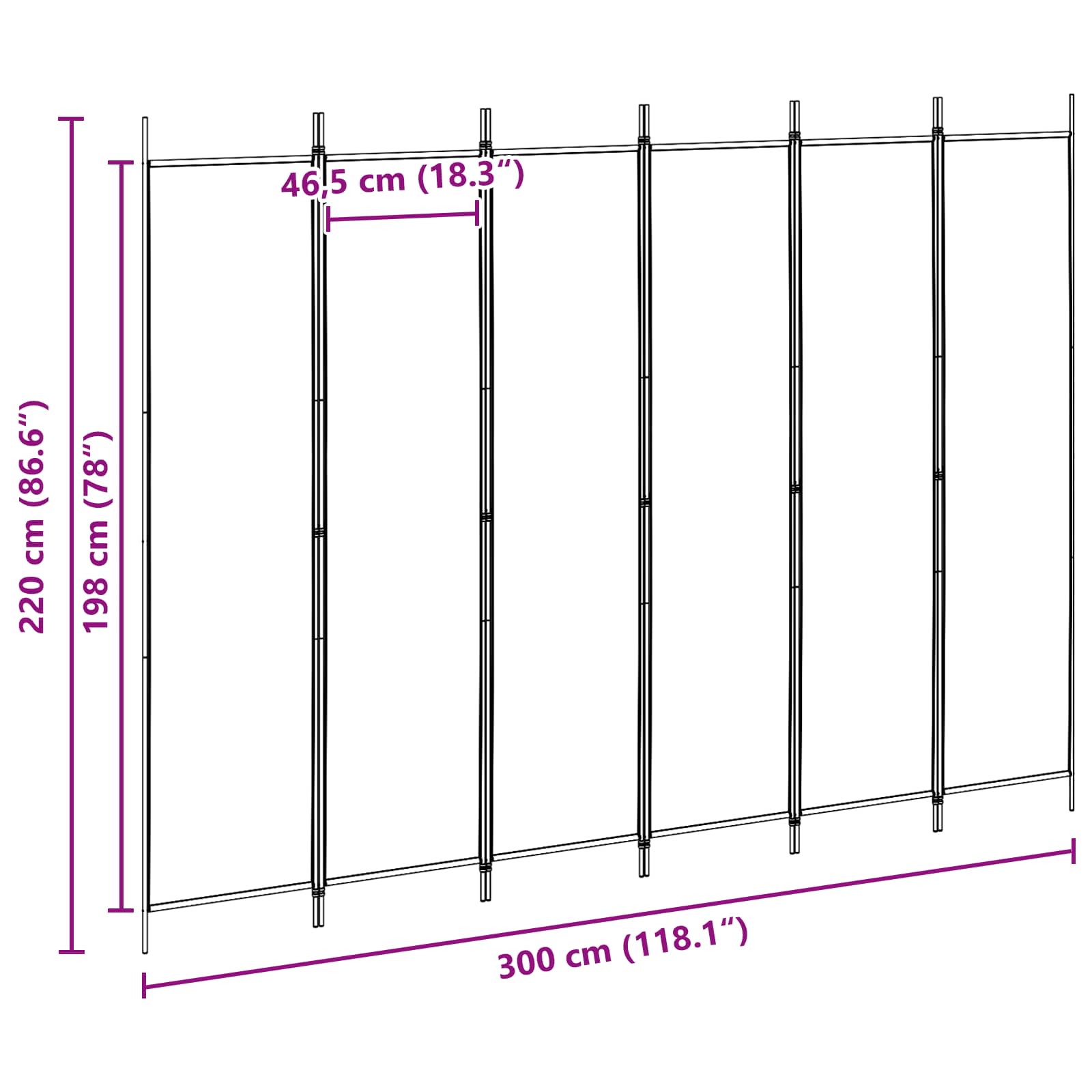 vidaXL Ekspresowy 6-panelowy parawan Beżowy 300 x 220 cm tkanina