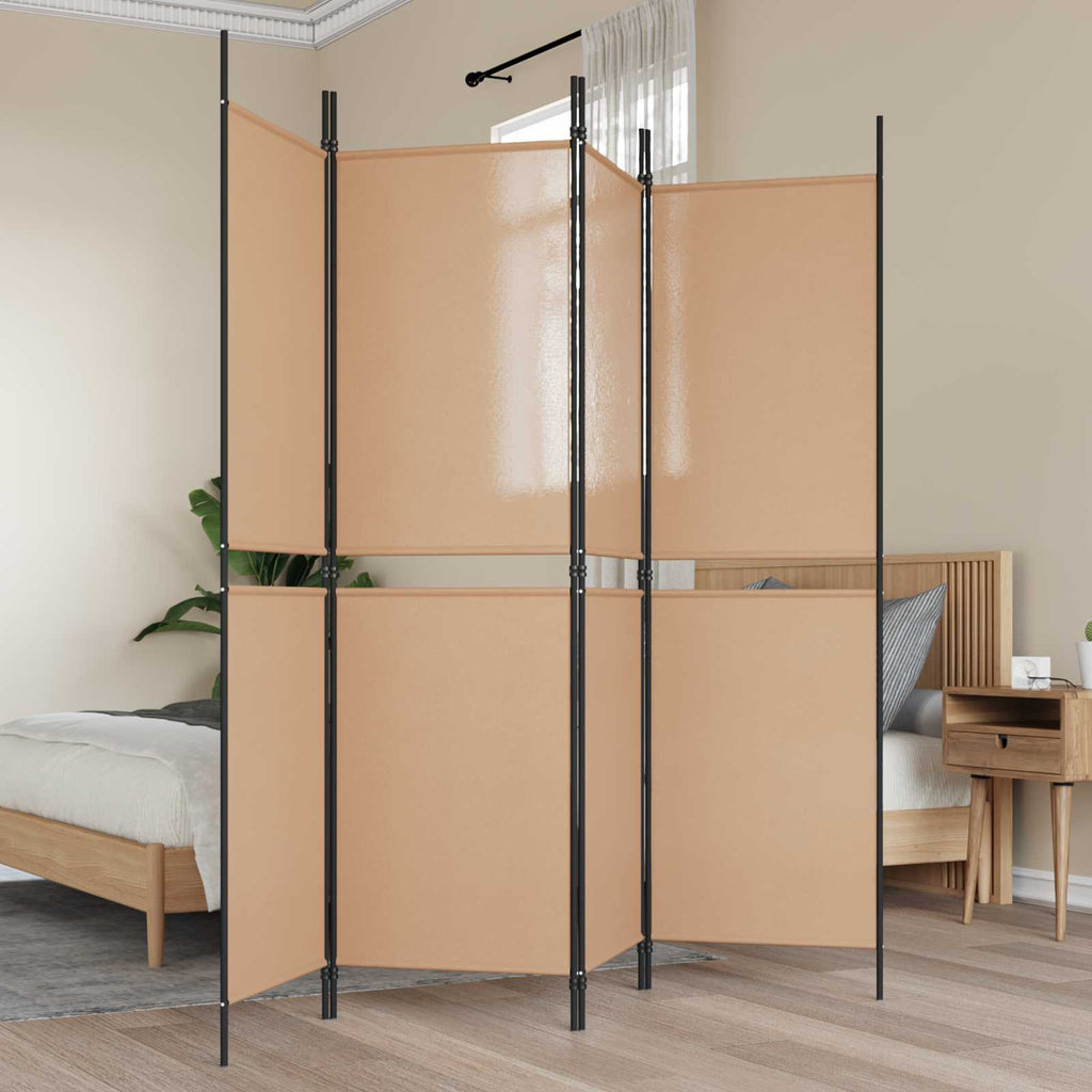 vidaXL 4-panełowy parawan Beżowy 200 x 180 cm tkanina