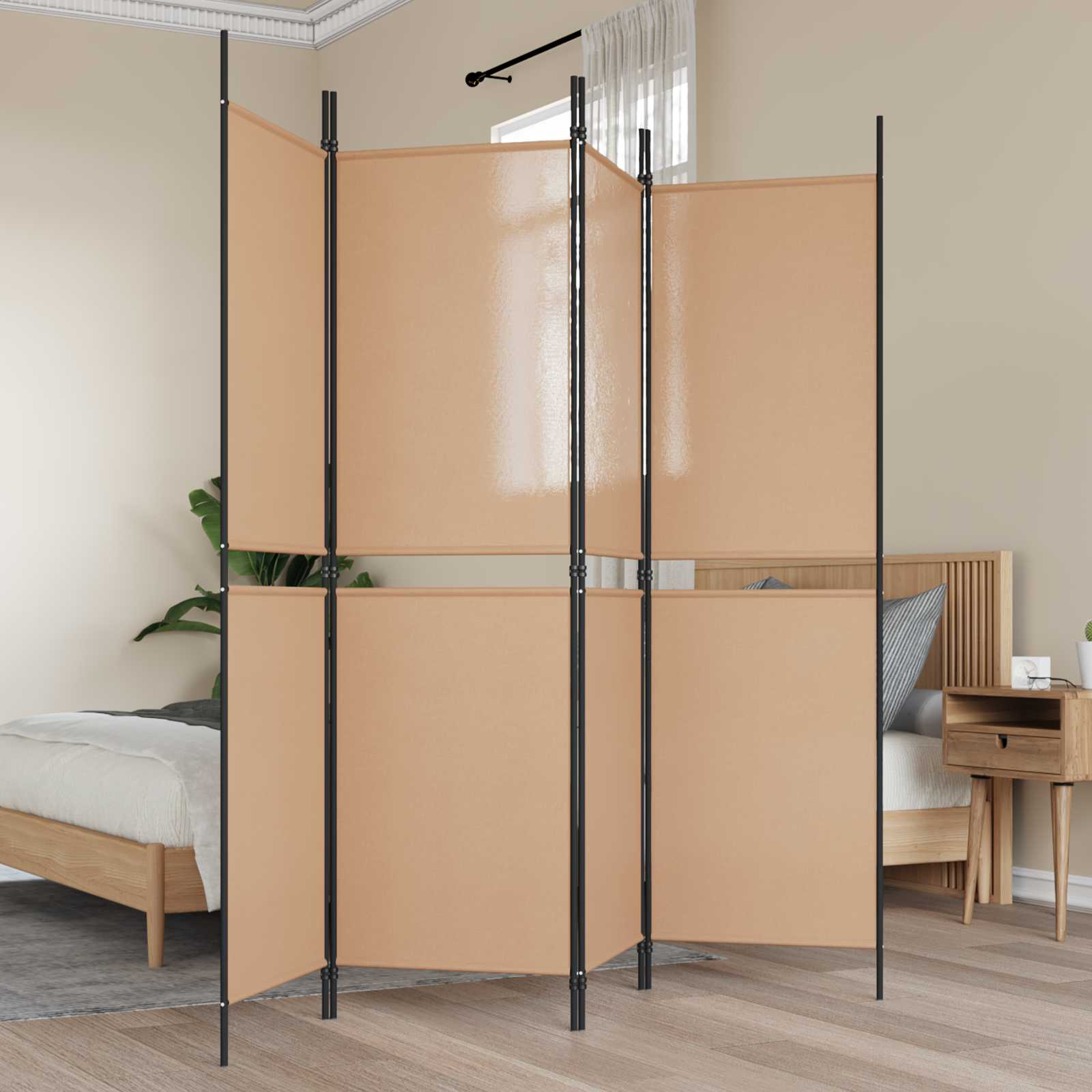 vidaXL 4-panełowy parawan Beżowy 200 x 180 cm tkanina
