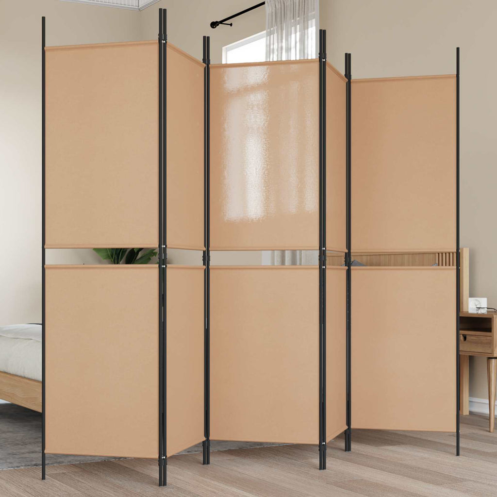 vidaXL 5-panelowy parawan Beżowy 250 x 180 cm tkanina