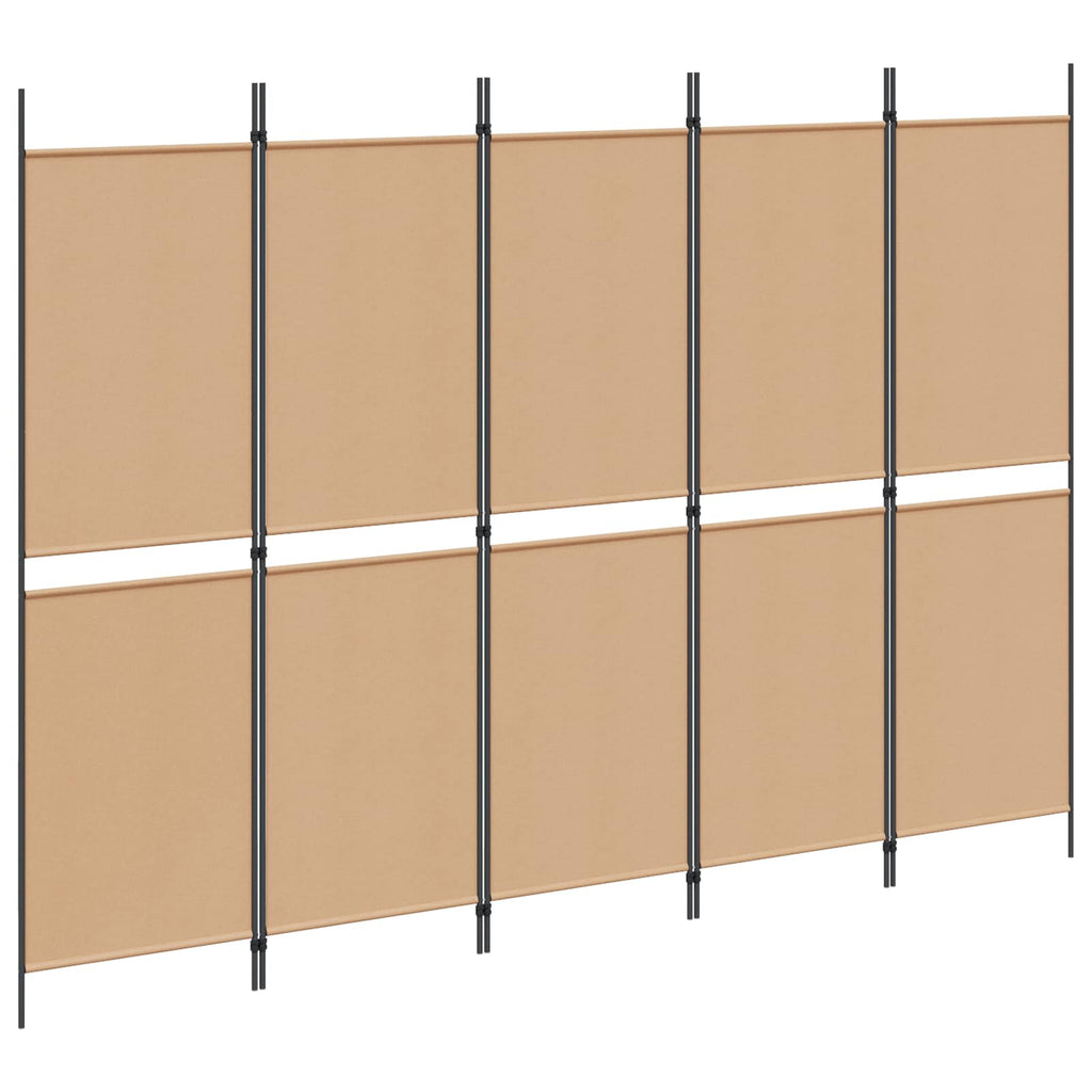vidaXL 5-panelowy parawan Beżowy 250 x 180 cm tkanina