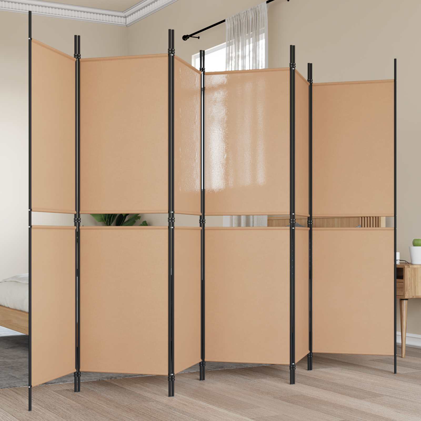 vidaXL Ekspresowy 6-panelowy parawan Beżowy 300 x 180 cm tkanina