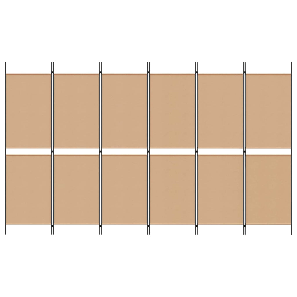 vidaXL Ekspresowy 6-panelowy parawan Beżowy 300 x 180 cm tkanina