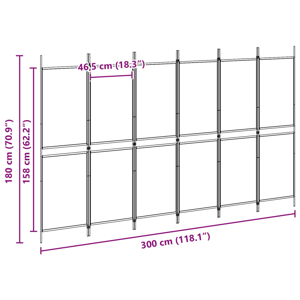 vidaXL Ekspresowy 6-panelowy parawan Beżowy 300 x 180 cm tkanina