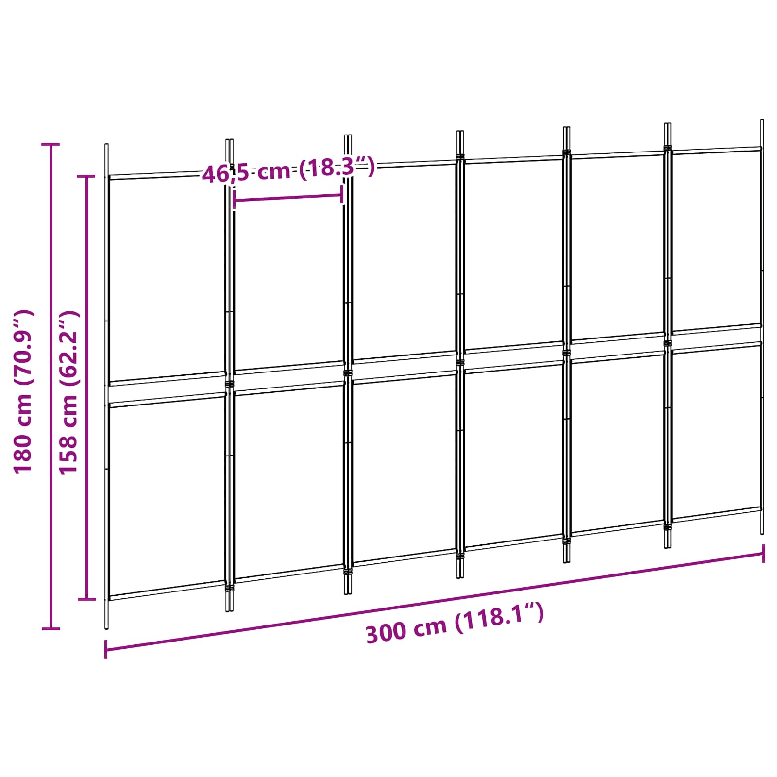 vidaXL Ekspresowy 6-panelowy parawan Beżowy 300 x 180 cm tkanina