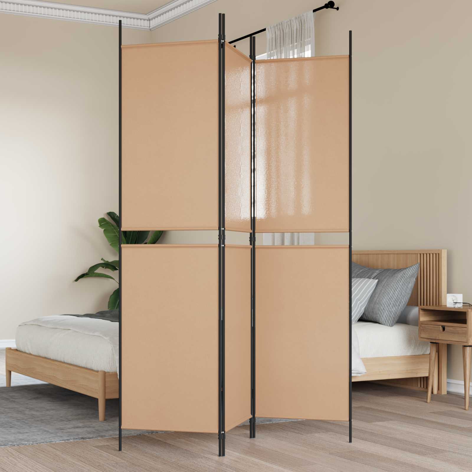 vidaXL 3-panelowy parawan Beżowy 150 x 200 cm tkanina
