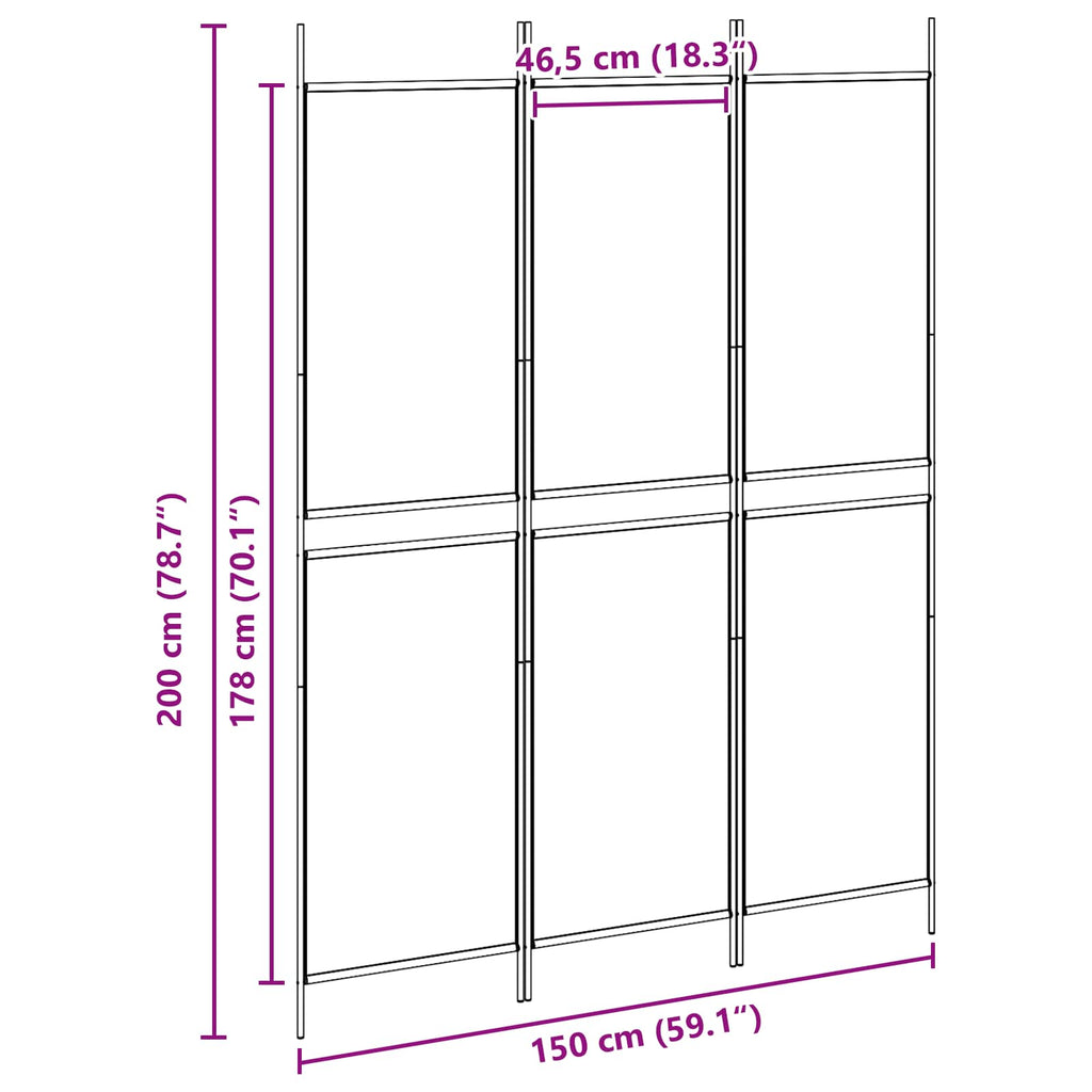 vidaXL 3-panelowy parawan Beżowy 150 x 200 cm tkanina