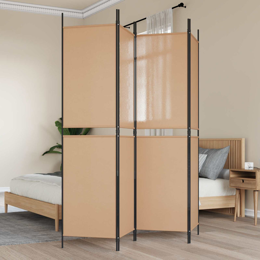 vidaXL 4-panelowy parawan Beżowy 200 x 200 cm tkanina