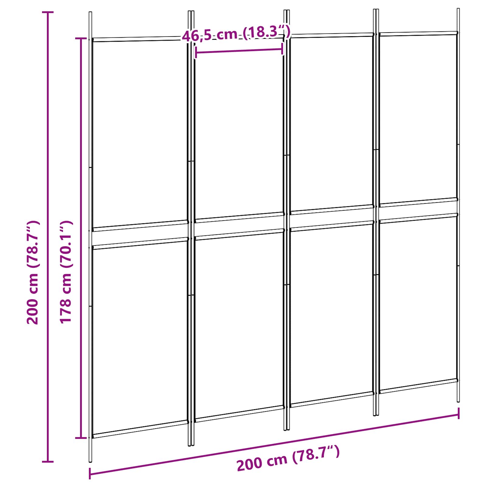 vidaXL 4-panelowy parawan Beżowy 200 x 200 cm tkanina