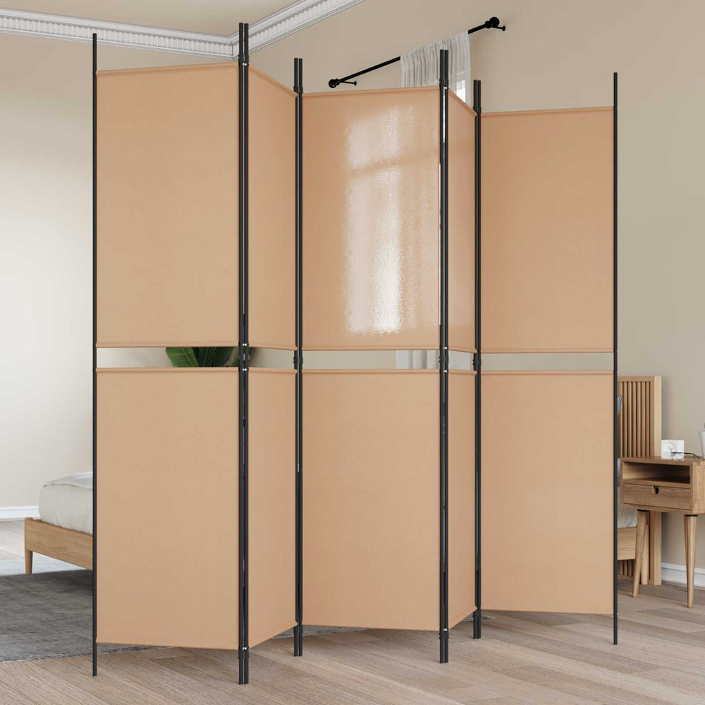 vidaXL 5-panelowy parawan Beżowy 250 x 200 cm tkanina