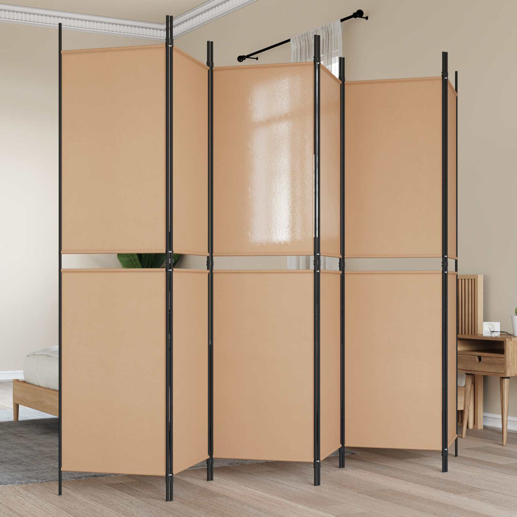 vidaXL Ekspresowy 6-panelowy parawan Beżowy 300 x 200 cm tkanina
