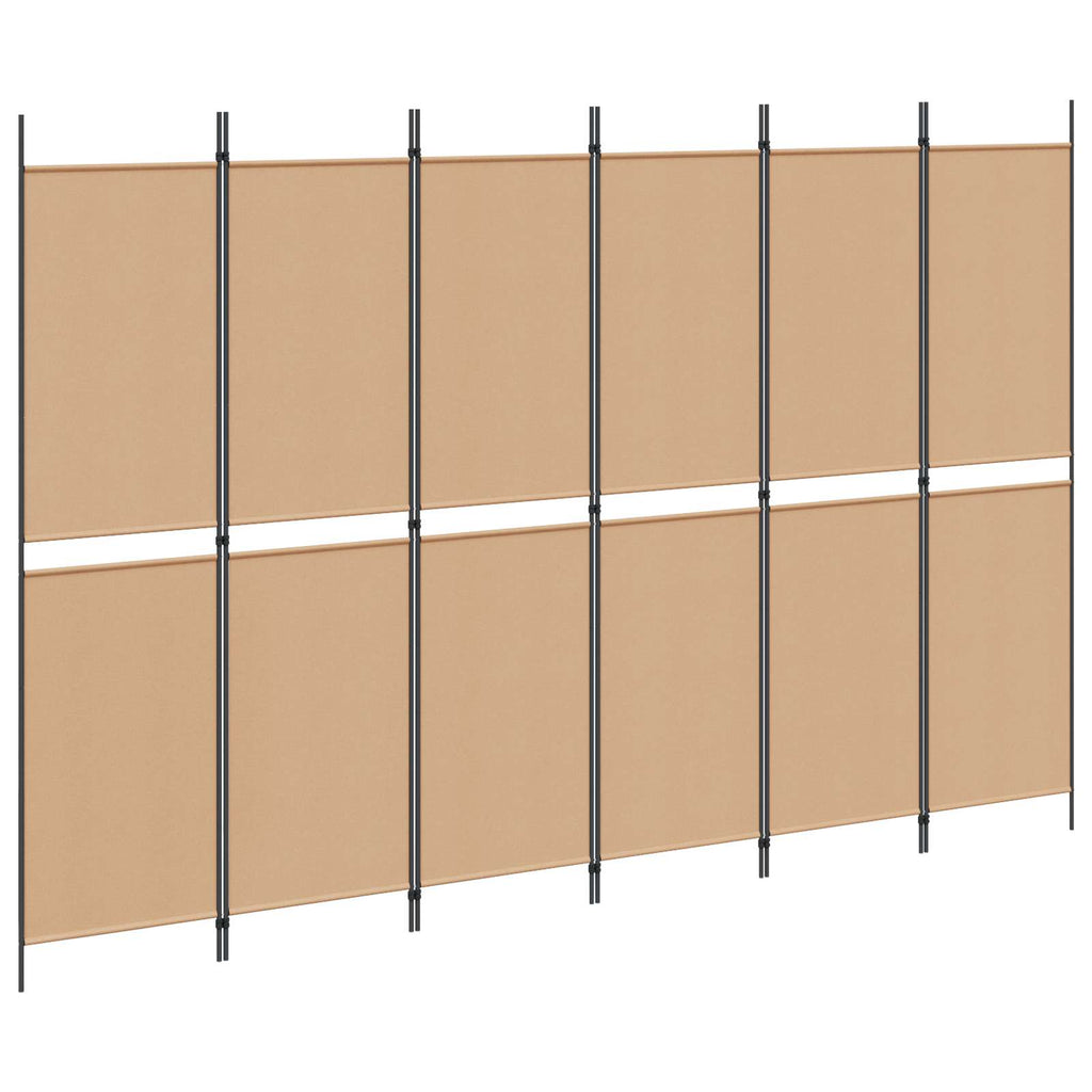 vidaXL Ekspresowy 6-panelowy parawan Beżowy 300 x 200 cm tkanina