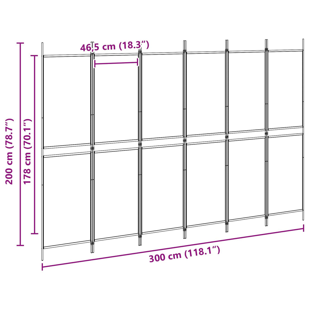 vidaXL Ekspresowy 6-panelowy parawan Beżowy 300 x 200 cm tkanina