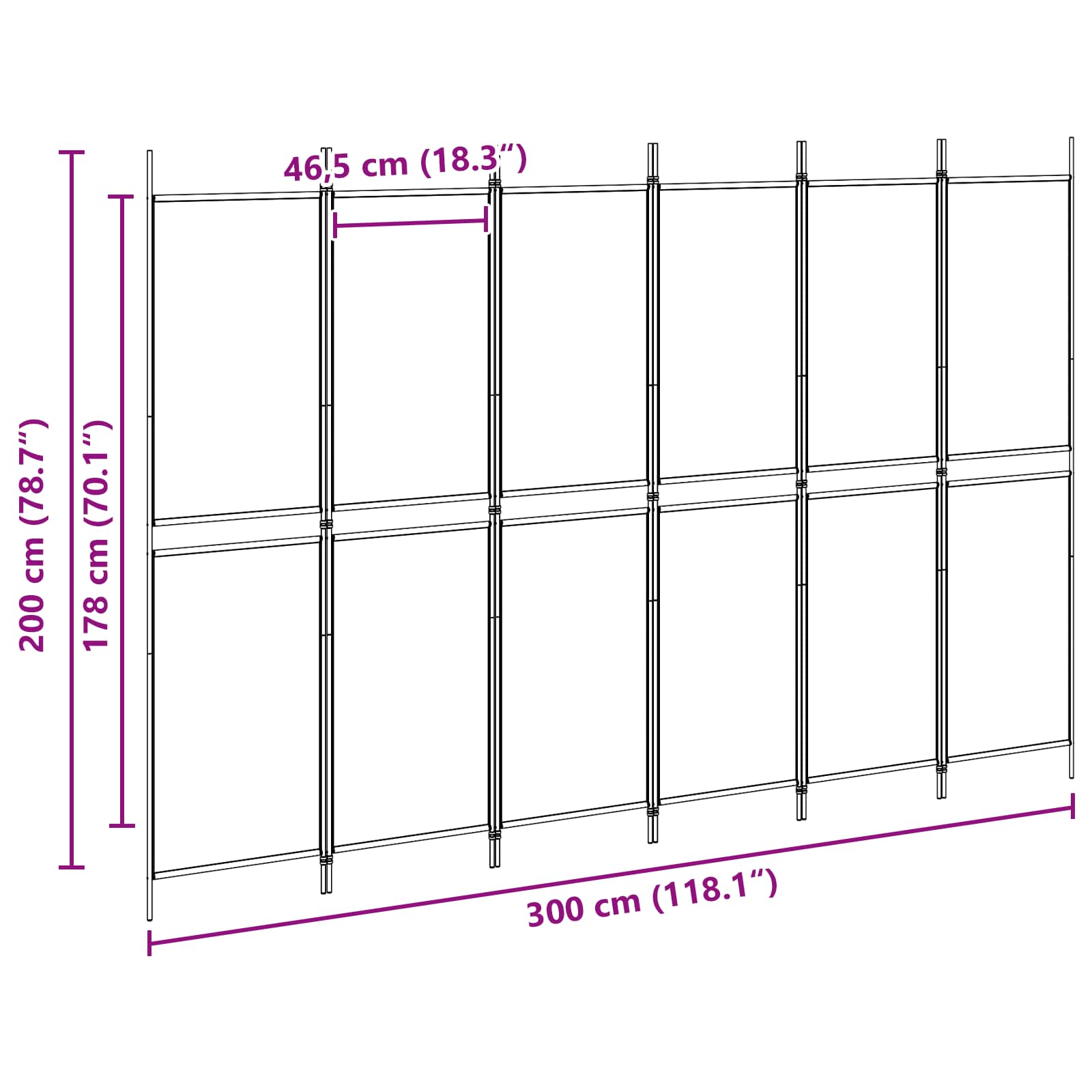 vidaXL Ekspresowy 6-panelowy parawan Beżowy 300 x 200 cm tkanina