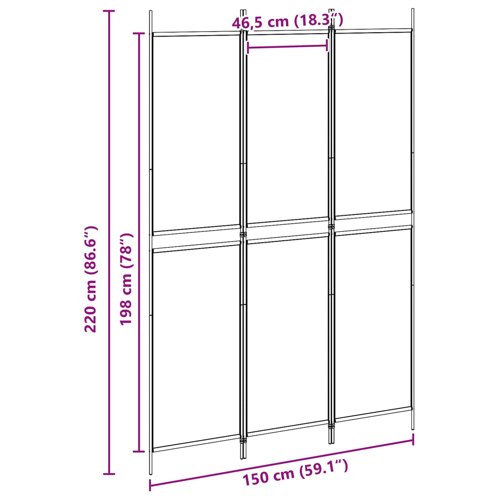 vidaXL 3-panelowy parawan Beżowy 150 x 220 cm tkanina