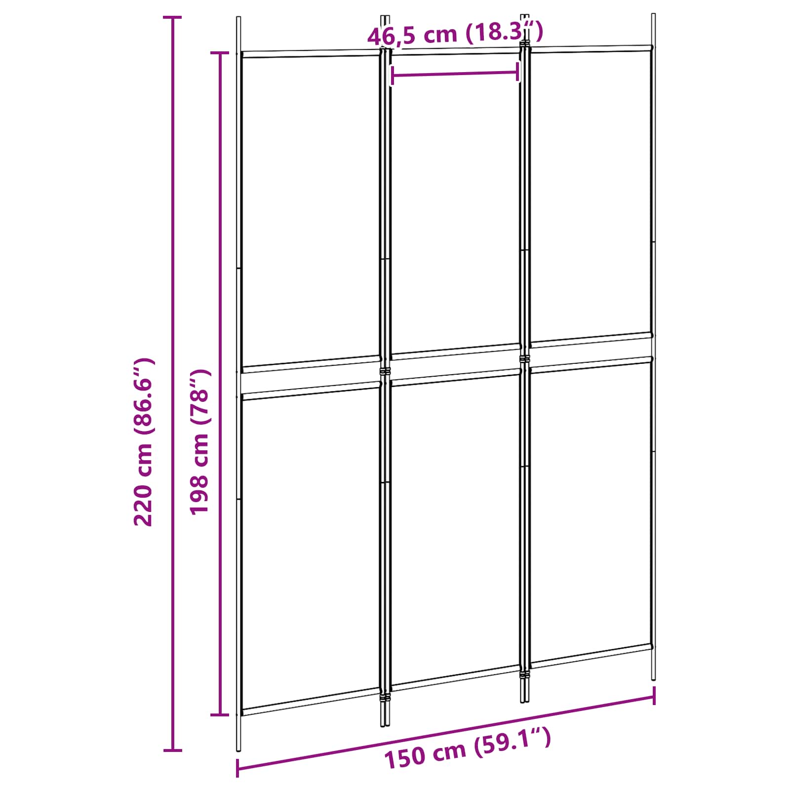 vidaXL 3-panelowy parawan Beżowy 150 x 220 cm tkanina