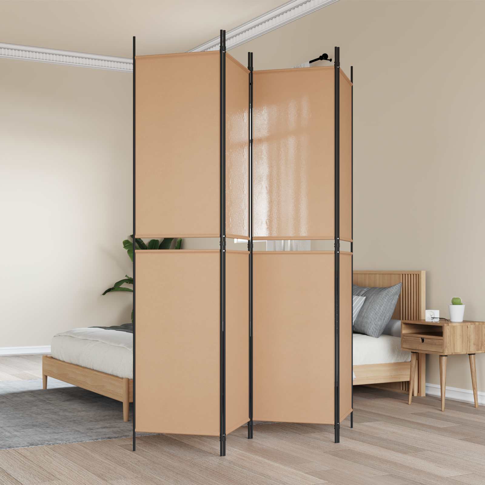 vidaXL 4-panelowy parawan Beżowy 200 x 220 cm tkanina