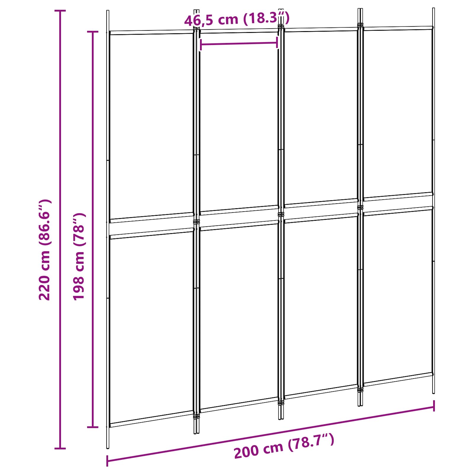 vidaXL 4-panelowy parawan Beżowy 200 x 220 cm tkanina