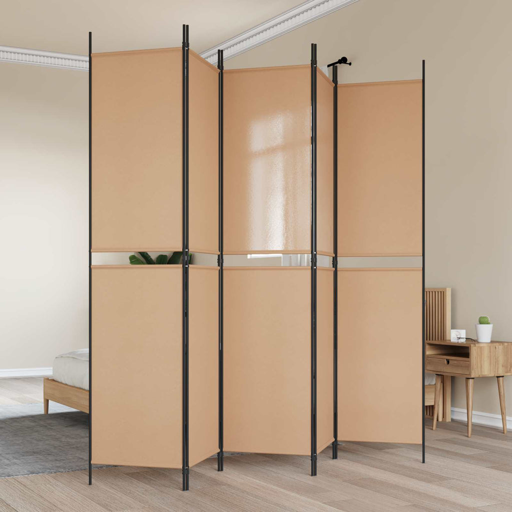 vidaXL 5-panelowy parawan Beżowy 250 x 220 cm tkanina