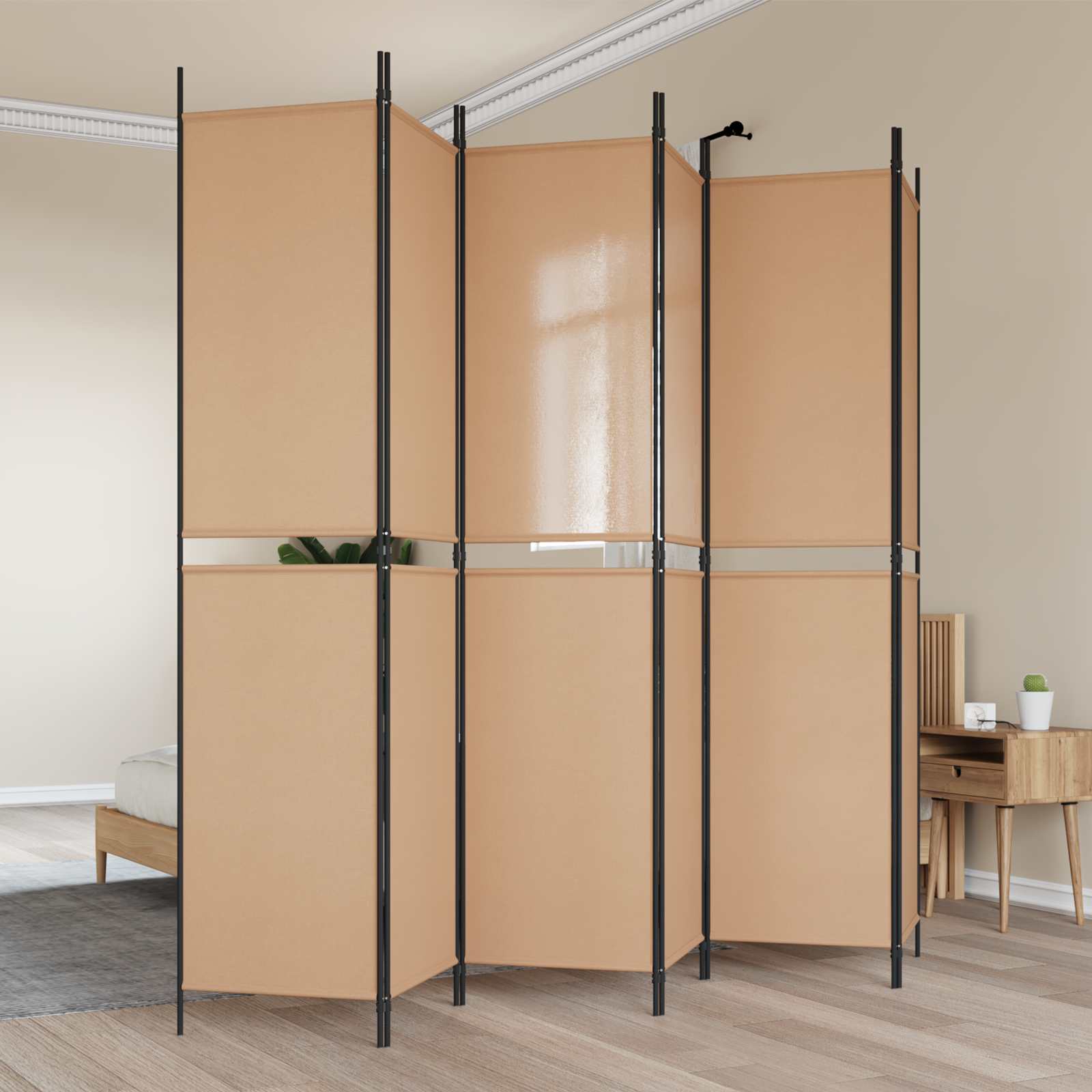 vidaXL Ekspresowy 6-panelowy parawan Beżowy 300 x 220 cm tkanina
