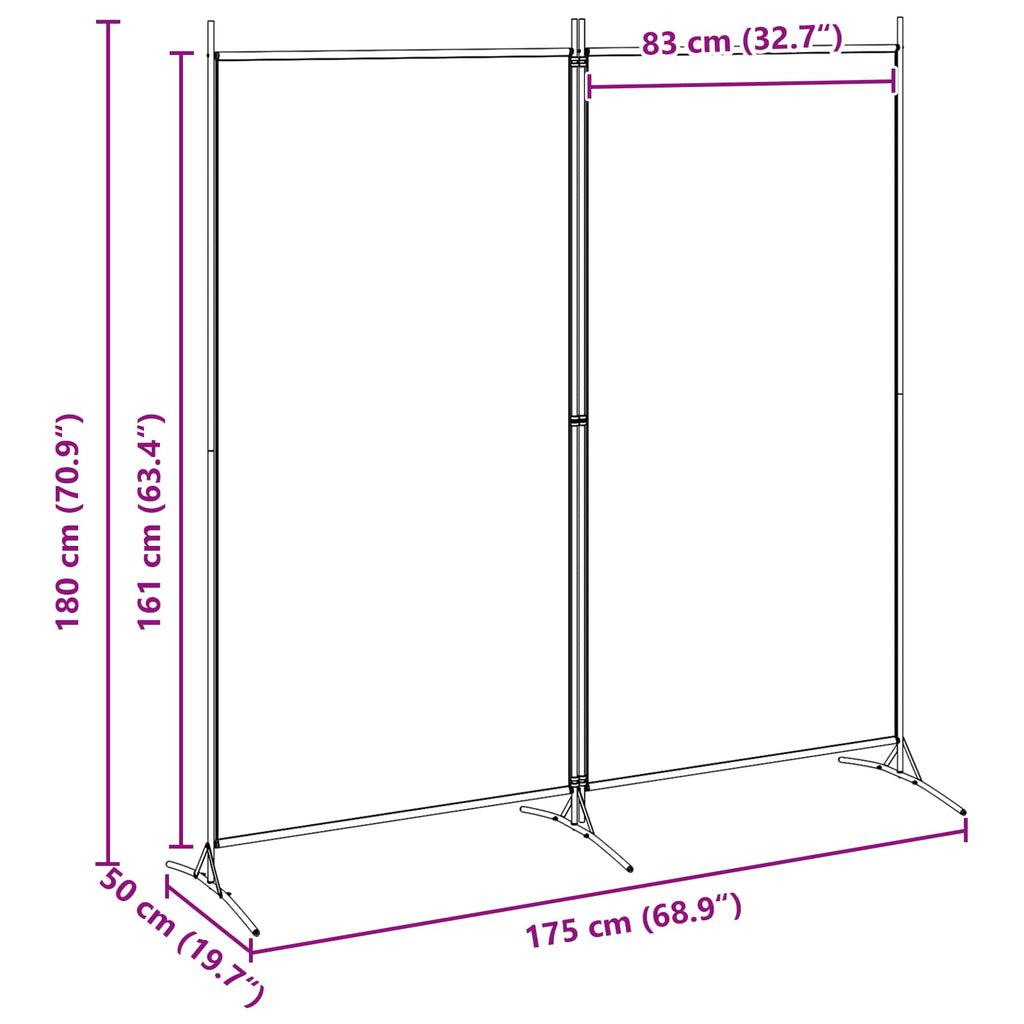 vidaXL Parawan 2-panelowy Beżowy 175 x 180 cm tkanina