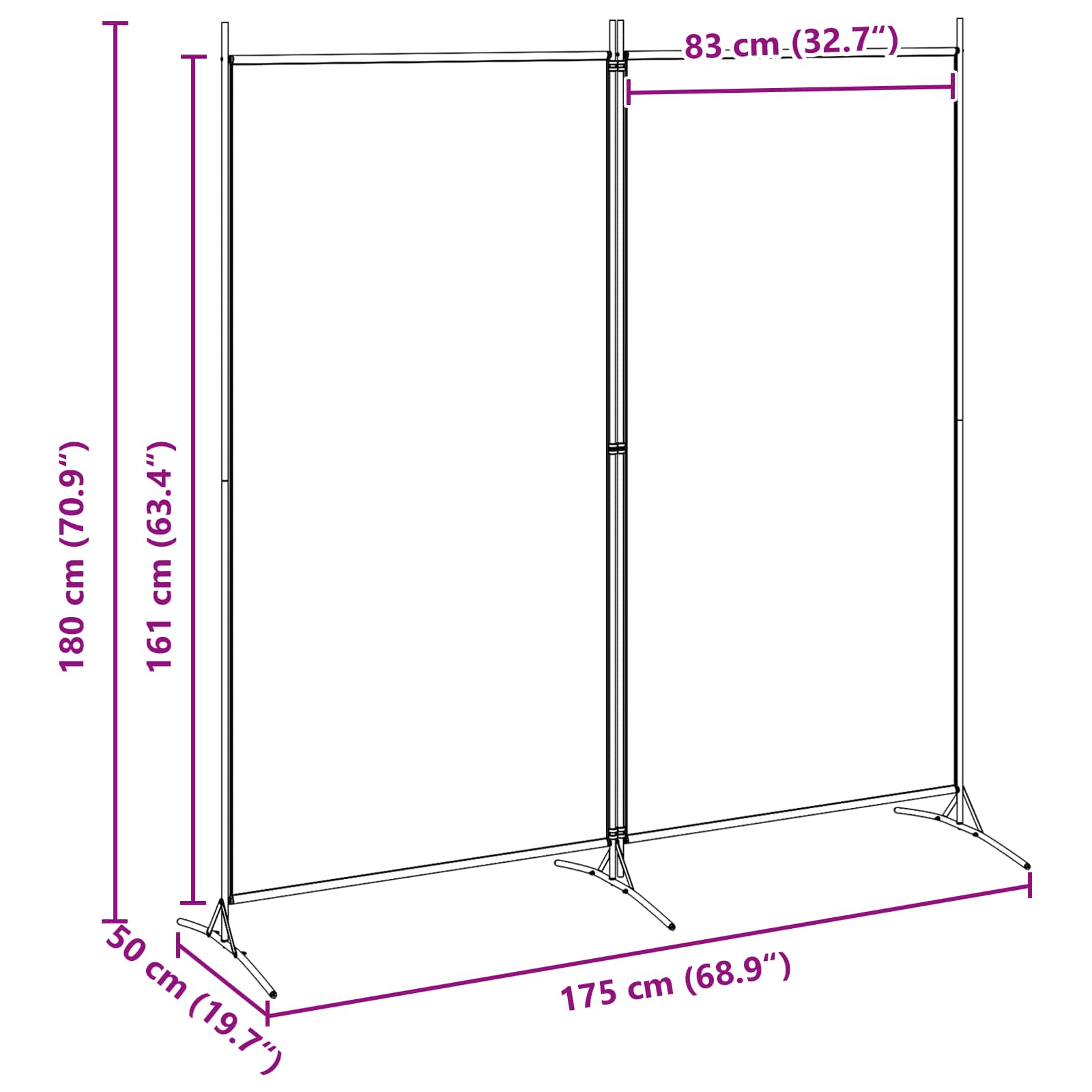 vidaXL Parawan 2-panelowy Beżowy 175 x 180 cm tkanina