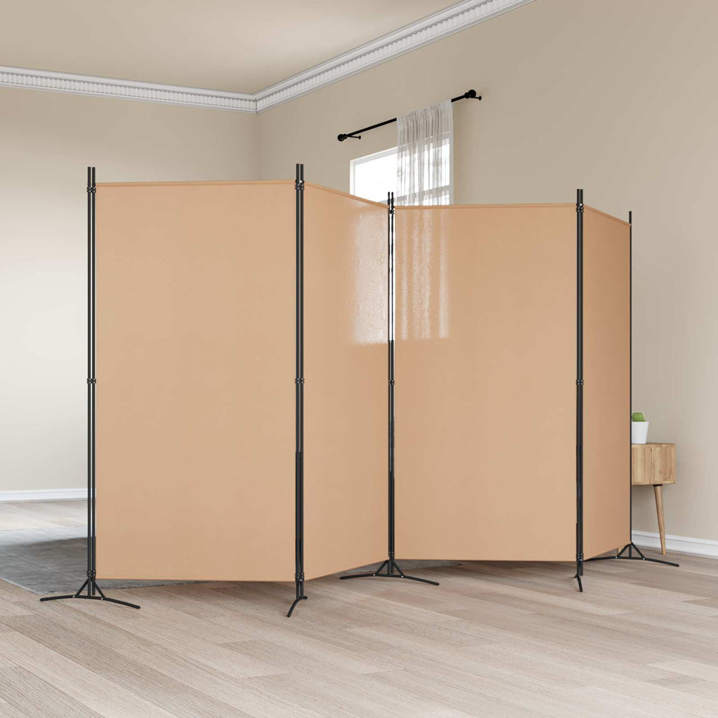 vidaXL 4-panelowy parawan Beżowy 346 x 180 cm tkanina