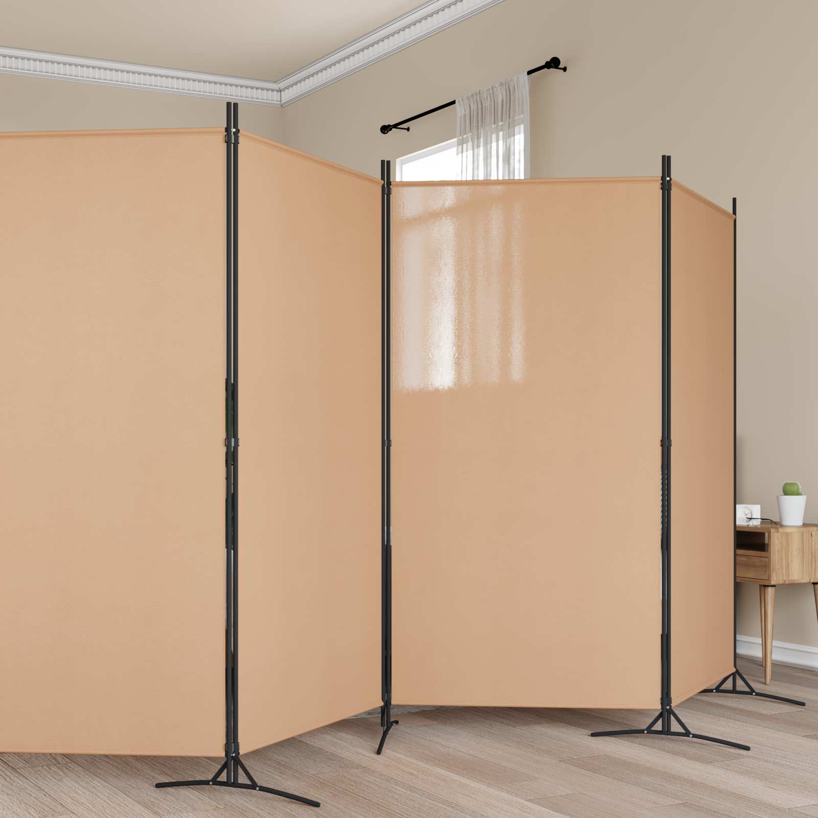vidaXL 5-panelowy parawan Beżowy 433 x 180 cm tkanina