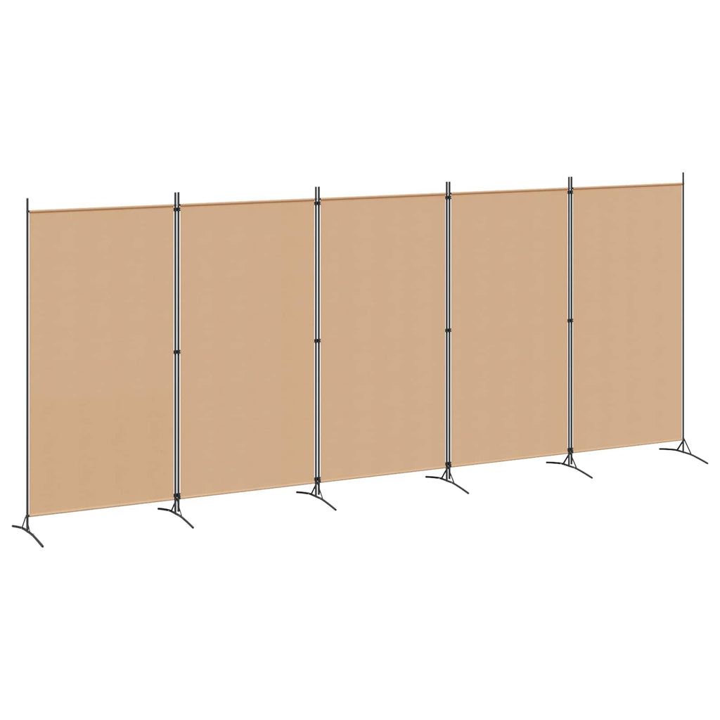 vidaXL 5-panelowy parawan Beżowy 433 x 180 cm tkanina